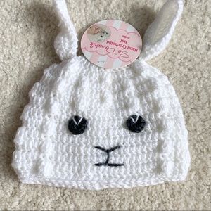 Hand Crocheted White Easter Bunny Hat